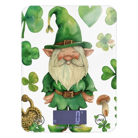 Gnome Fairy Leaves St-patrick's Day Food Scale Digital Kitchen Scale Waterproof Tempered Glass Tare Function 11 lb for Baking Cooking Meal Prep