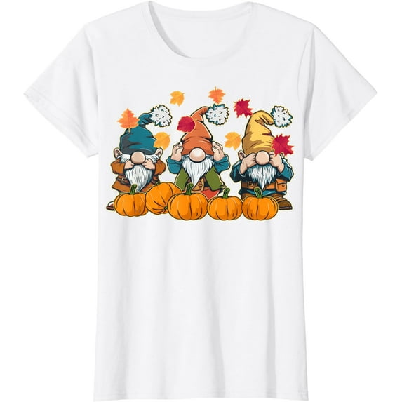 Gnome Fall Leaf Thanksgiving Gnomes Autumn Leaves Pumpkin T-Shirt