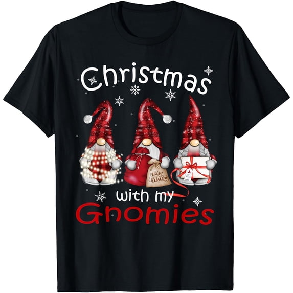 Gnome Family Christmas Shirts for Women Men - Buffalo Plaid T-Shirt Black Small