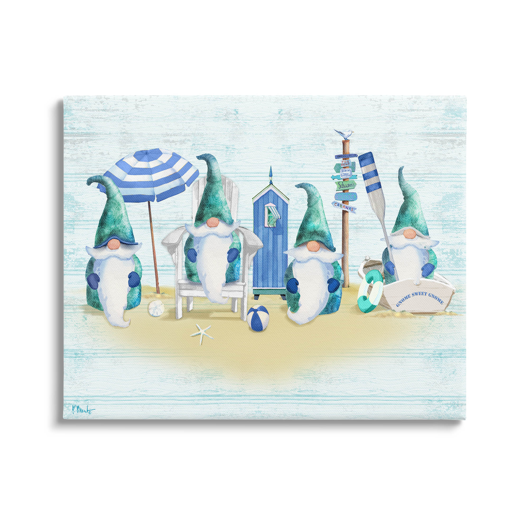 Gnome Family Nautical Scene Fairy Tales & Fantasy Graphic Art Gallery Wrapped Canvas Print Wall Art