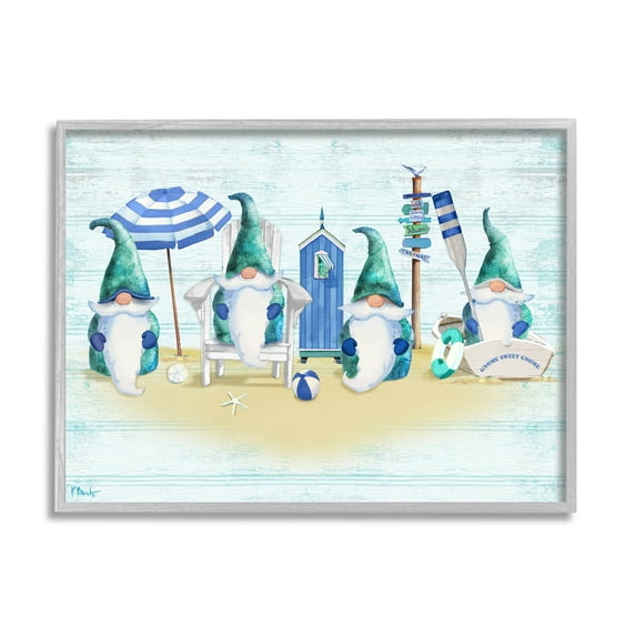 Gnome Family Nautical Scene Fairy Tales & Fantasy Graphic Art Gray Framed Art Print Wall Art