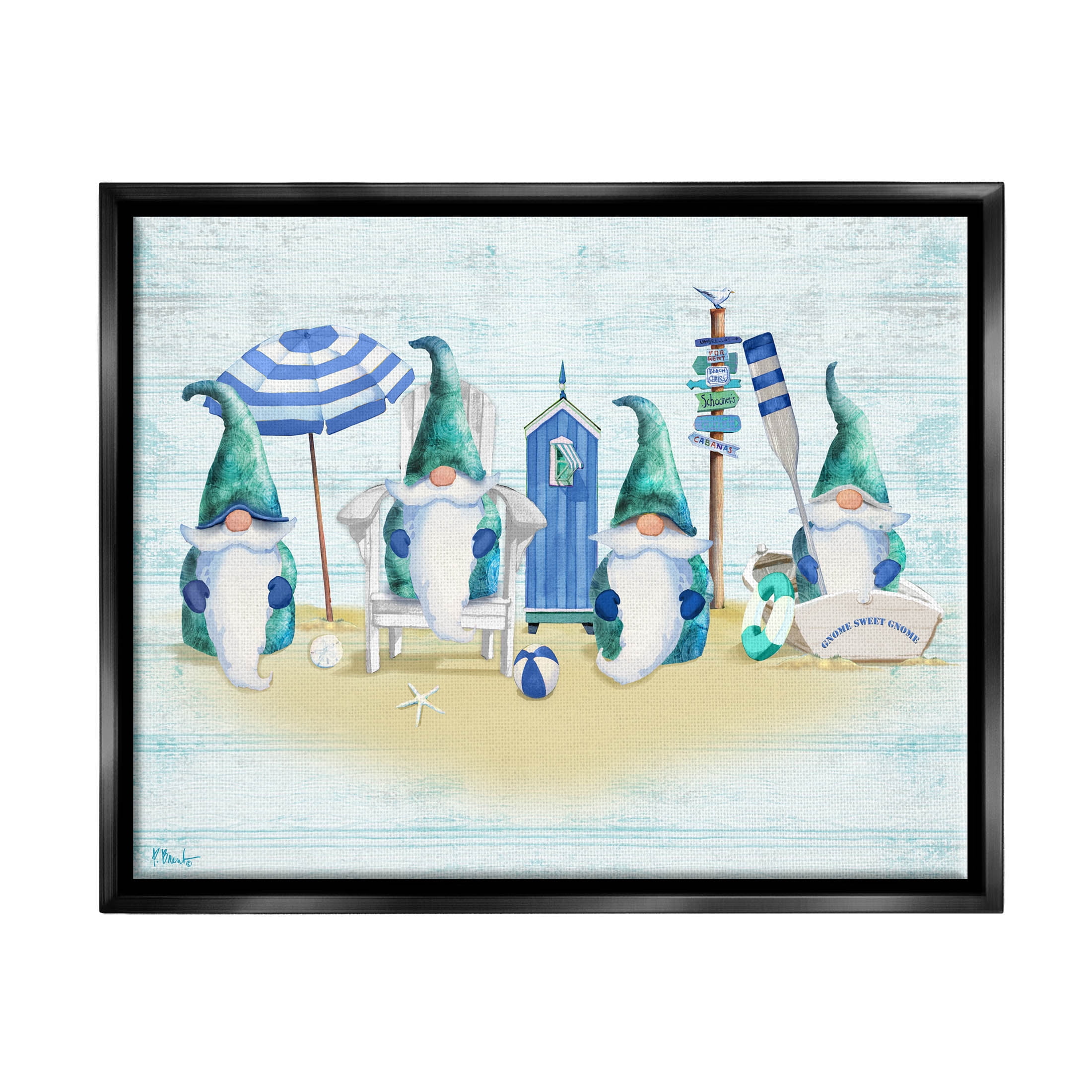 Gnome Family Nautical Scene Fairy Tales & Fantasy Graphic Art Jet Black Framed Art Print Wall Art
