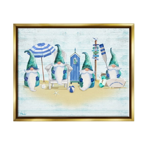 Gnome Family Nautical Scene Fairy Tales & Fantasy Graphic Art Metallic Gold Framed Art Print Wall Art
