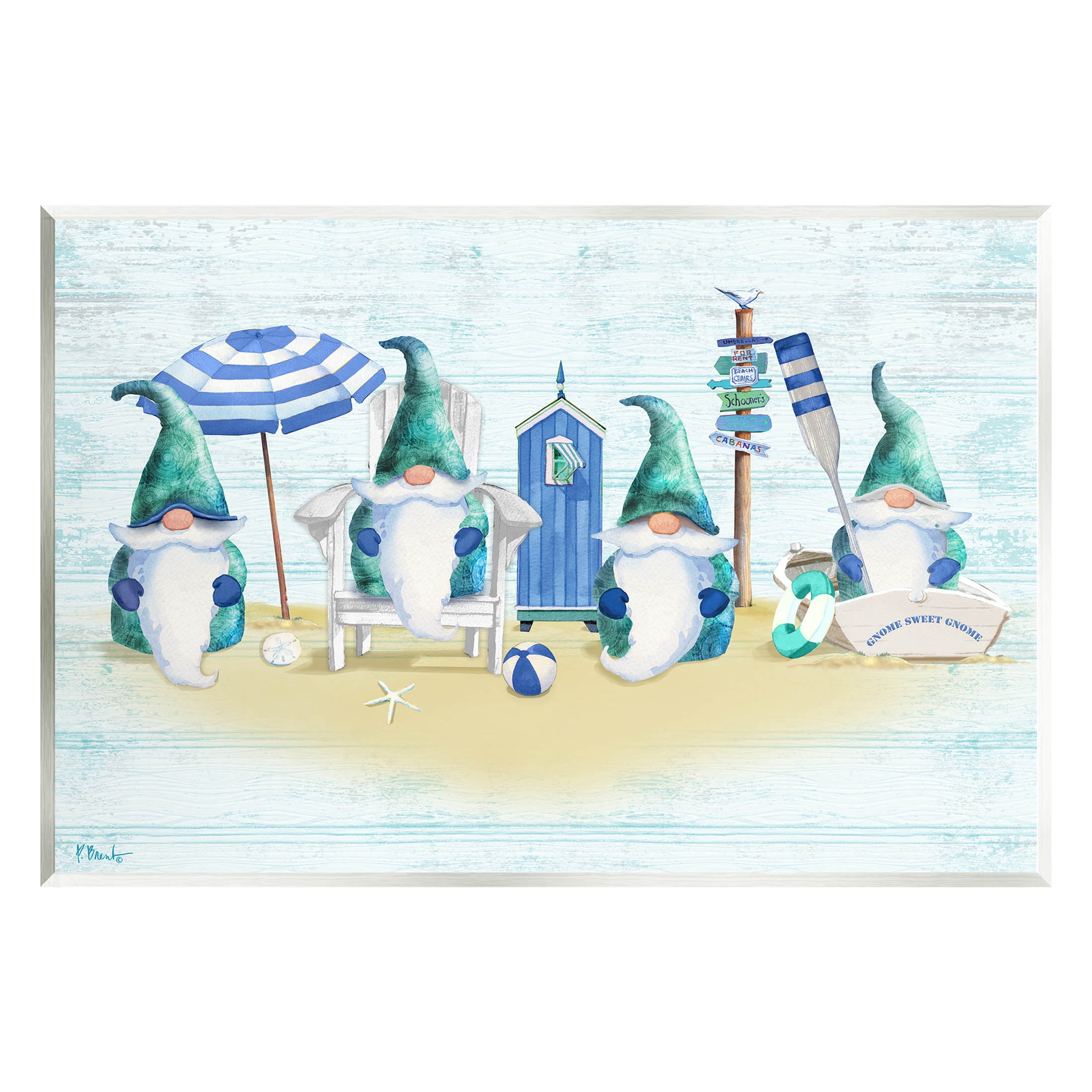 Gnome Family Nautical Scene Fairy Tales & Fantasy Graphic Art Unframed Art Print Wall Art