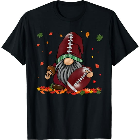Gnome Football Season Thanksgiving Fall Leaves Autumn T-Shirt