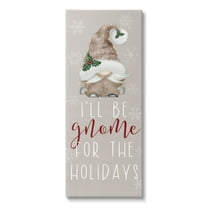 Gnome For The Holidays Fun Neutral Tones Text Holiday Graphic Art Gallery-Wrapped Canvas Print Wall Art