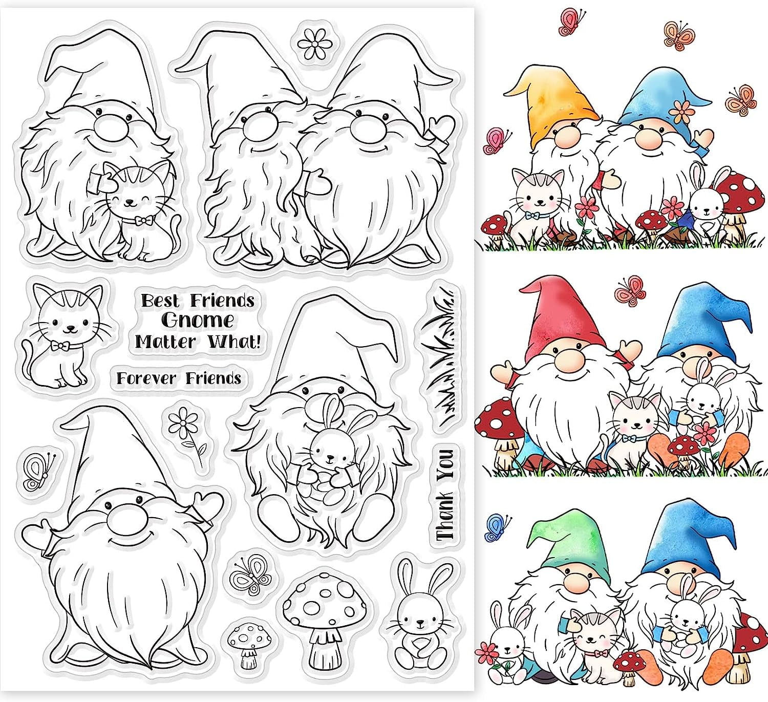 St. Patrick’s Day Clear Stamps Set – 8 Silicone Stamps, Gnomes, Clovers, For Card Making & Scrapbooking
