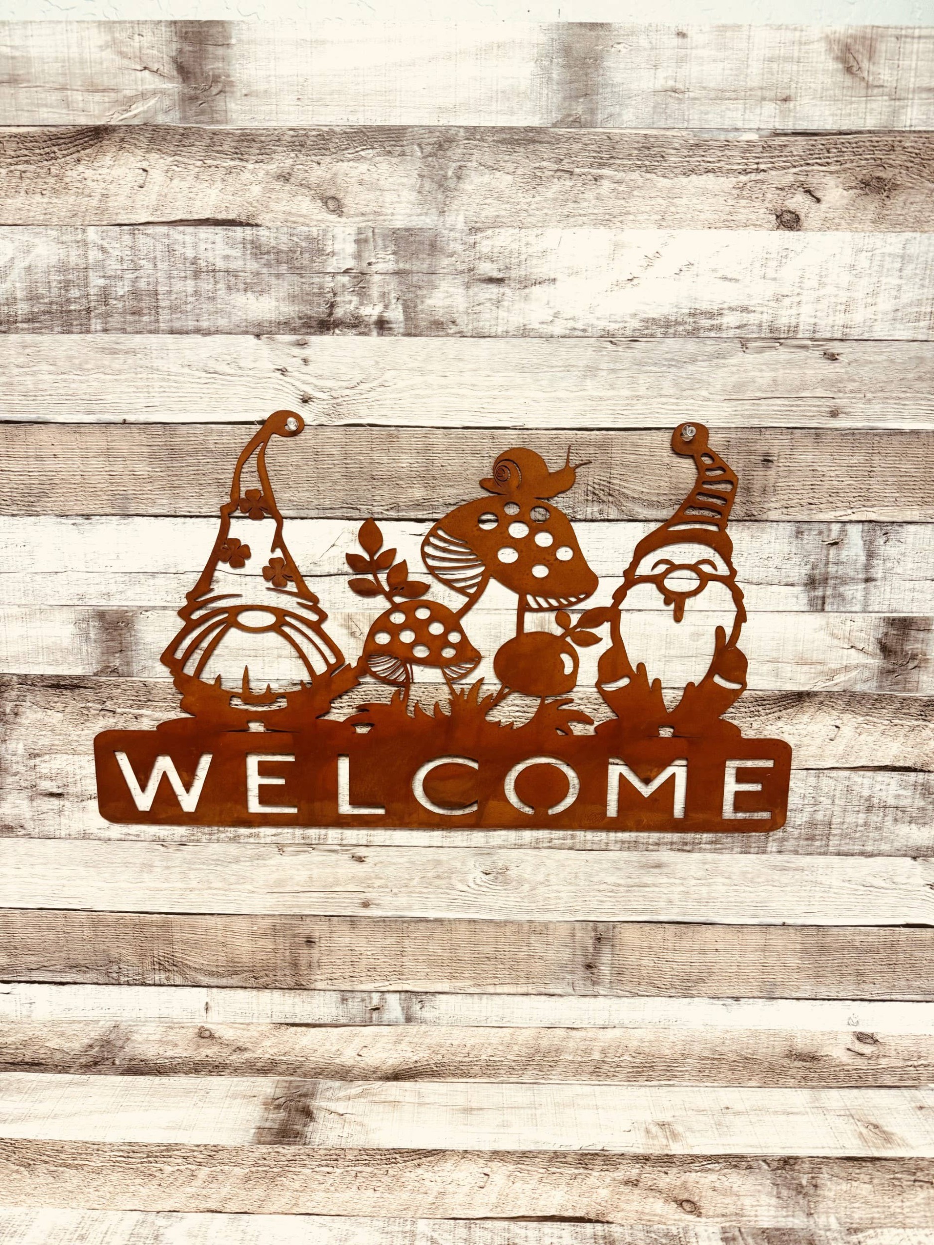 Gnome Garden Sign Rustic Metal Garden Sign