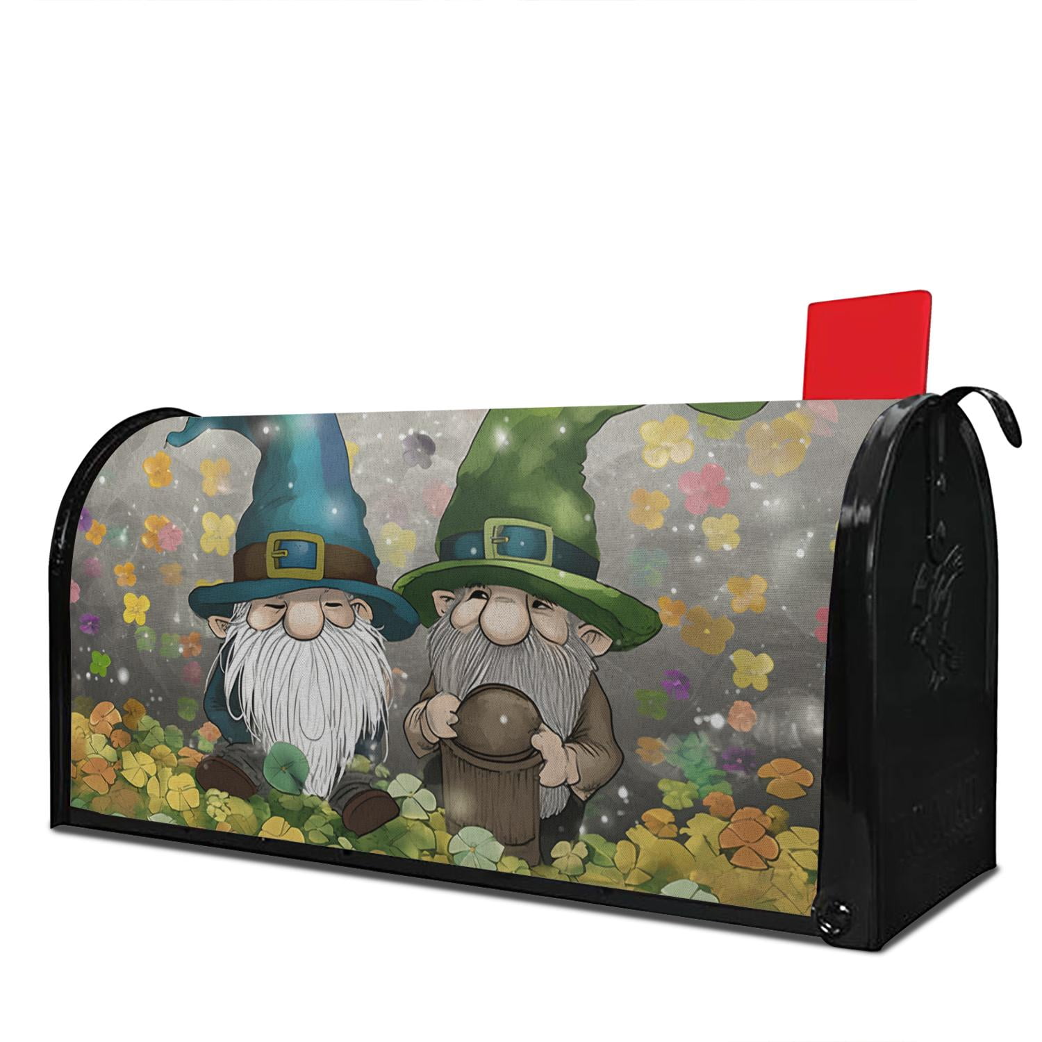 Gnome Gold Shamrock Lucky Rainbow Mailbox Cover Standard Spring Garden