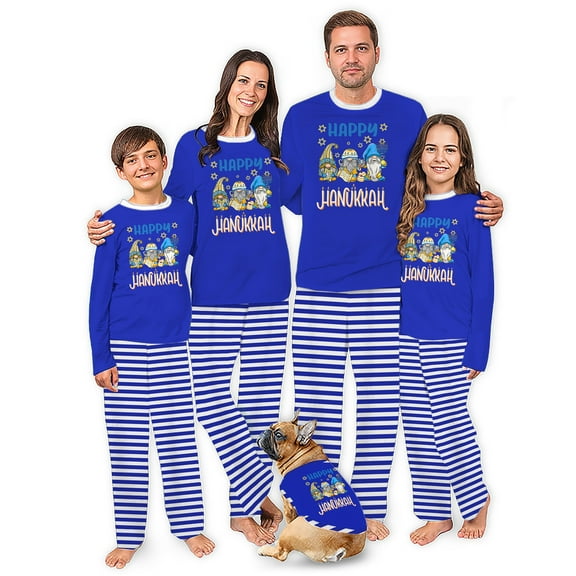 Gnome Hanukkah Matching Hanukkah Pajamas With Dog, Happy Hanukkah Pajamas, Size NB To Men 6XL