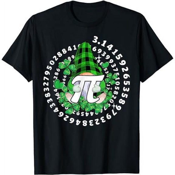 Gnome Hold Shamrock Pi Day Math 3 14 Gnomes St Patricks Day T-Shirt