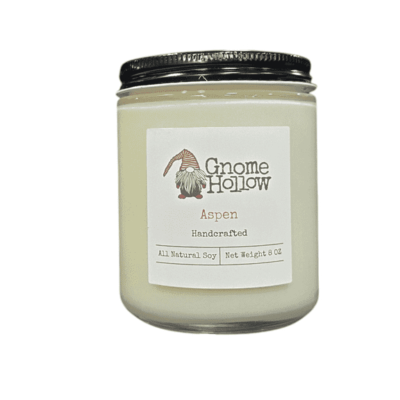 Gnome Hollow Aspen Scented Candle - 8 oz, Hand-Poured, Long-Lasting Clean Burn