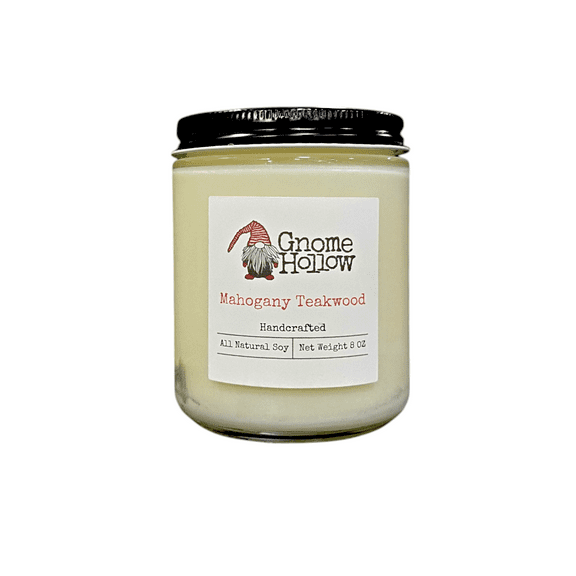 Gnome Hollow Mahogany Teakwood Scented Soy Candle - 8oz