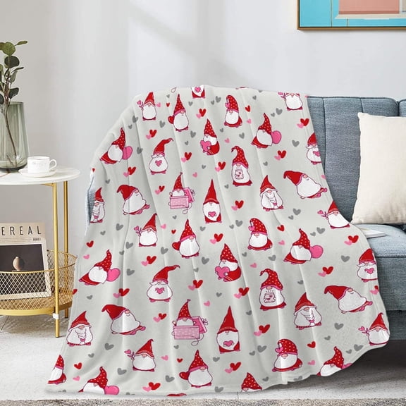 Gnome Love Blanket Gifts, Cute Gnome Pink Heart Blankets Throw Ultral Soft Lightweight Baby Kids Adults Blanket for Boys Girls Bedding Couch Sofa, 30"x40" for Pets