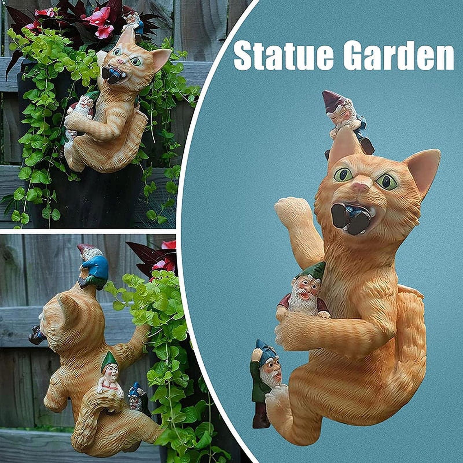 Gnome Massacre Garden Statue Hilarious Cat Eating Gnome Dwarf Fighting