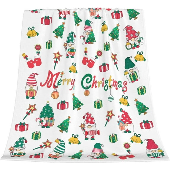 Gnome Merry Chrismas Throw Blanket, Cute Soft Ligtweight Blanket, Durable Cozy Flannel Blanket for Baby Kids Xmas Gift Home Decor 40x50 inches