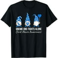 thumbnail image 1 of Gnome One Fights Alone Child Abuse Awareness Blue Ribbon T-Shirt, 1 of 3