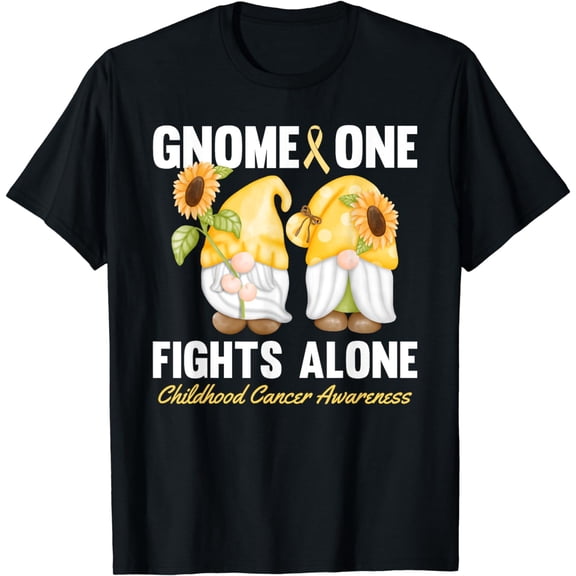Gnome One Fights Alone Childhood Cancer Awareness Warrior T-Shirt