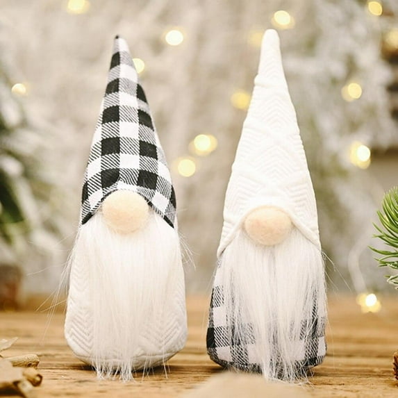 Gnome Ornaments 2 PCS for Christmas Tree Black And White Christmas Decorations Faceless Year Decorative Doll for Home Party