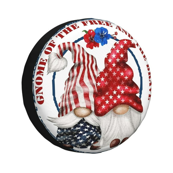 Gnome Patriotic Summer Tire Cover 15" Wheel Protectors Tyre Covers Weatherproof Wheel Covers Universal Fit For Trailer Rv Truck Suv Camper Travel Trailers All Vehicles