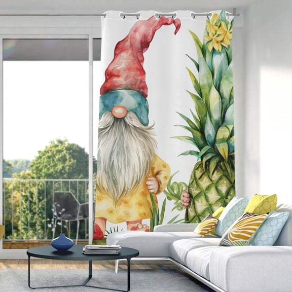 Gnome Pineapple Blackout Curtain Panels Drapes Privacy Assured with Light Filtering Curtains for Living room Bedroom Bathroom Window
