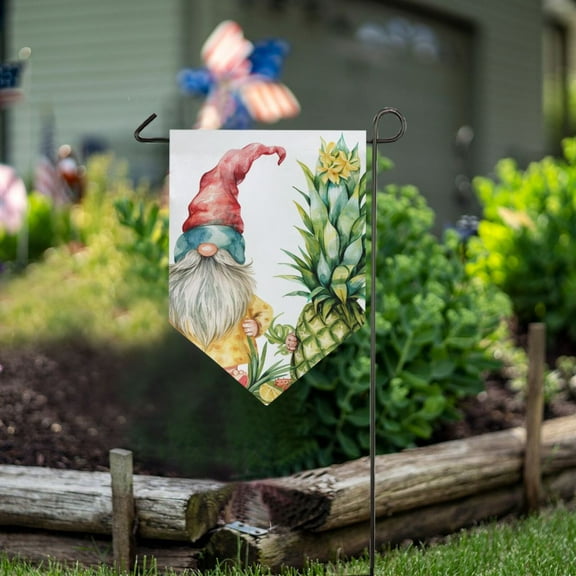 Gnome Pineapple Garden Flag 18" x 12.5" Double Sided Yard Lawn Outdoor Decor Small Yard Flags