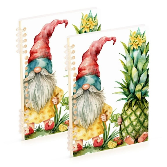 Gnome Pineapple Ring Binder Notebook Journey Note Diary College Ruled Spiral Notebook Study Loose Leaf Paper A5 60 Pages