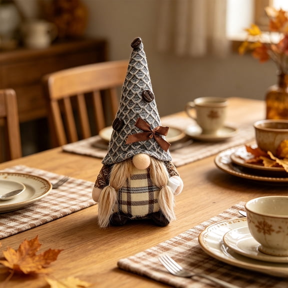 Gnome Plush Soft Stuffed Gnome Fluffy Coffee Faceless Tomte Figures for Christmas Decoration Thanksgiving Day Gifts, 8.66 Inch