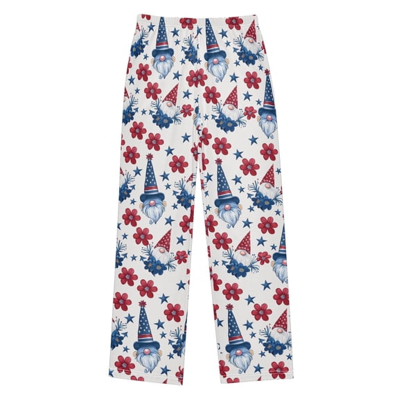Gnome Red Flower Five-pointed Star Christmas Pajama Pants Soft and Lightweight Elastic Waistband Christmas Pajama Pants