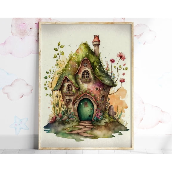 Gnome’S House Print. Physical Art Print. Free Worldwide Shipping. Nursery Wall Art. Generative Art. Gift For A New Mum. Kid’S Art Print. Wall Art, Modern Wall Decor, 16x24 UNFRAMED