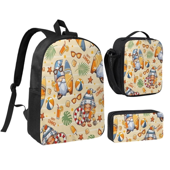 Gnome Shell Surfboard Backpack Set 3pc ,Backpack with Lunch Bag and Bag 17 Inch