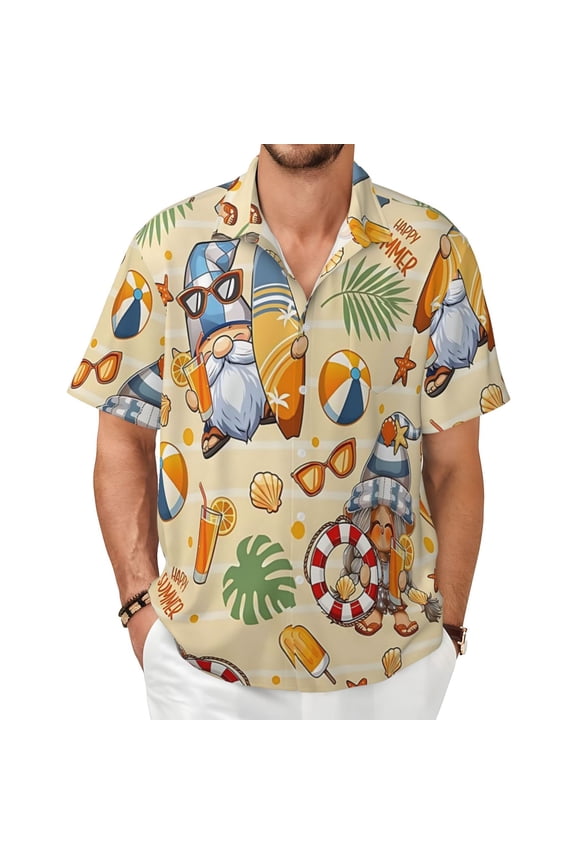 Gnome Shell Surfboard Men'S Short-Sleeved Shirts with All-Over Prints for Indoor and Outdoor Wear