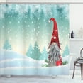 thumbnail image 1 of Ambesonne Gnome Shower Curtain, Elf Tomte Standing on Snow, 69"Wx70"L, Mint Green Pale Blue, 1 of 5