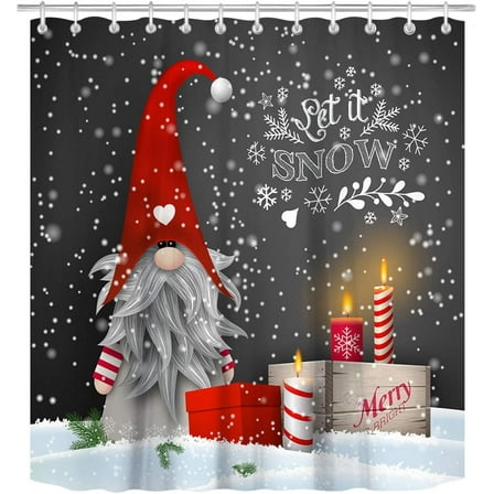 Gnome Shower Curtains for Bathroom Lovely Cute Sprite Christmas Let it Snow Fabric Shower Curtain Winter Xmas Holiday Bathroom Curtain Set with Hooks Included 72x72 inches