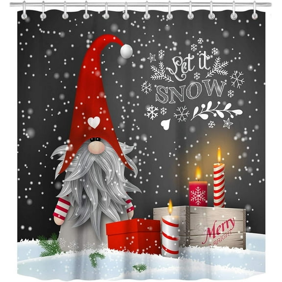 Gnome Shower Curtains for Bathroom Lovely Cute Sprite Christmas Let it Snow Fabric Shower Curtain Winter Xmas Holiday Bathroom Curtain Set with Hooks Included 72x72 inches