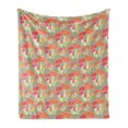 thumbnail image 1 of Gnome Soft Flannel Fleece Throw Blanket, Forest Mushrooms Jungle Wild Plants Season Dreamland Cartoon Style, Cozy Plush for Indoor and Outdoor Use, 50" x 60", Tan Scarlet Marigold, by Ambesonne, 1 of 6