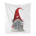 thumbnail image 1 of Gnome Soft Flannel Fleece Throw Blanket, Nordic Tonttu Myth Finnish Creature Nisser Scandinavian Folklore Print, Cozy Plush for Indoor and Outdoor Use, 70" x 90", Ruby Pale Grey, by Ambesonne, 1 of 6