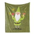 thumbnail image 1 of Gnome Soft Flannel Fleece Throw Blanket, Smiling Old Dwarf Holding Mushrooms and Smiling Joyful Kids Cartoon, Cozy Plush for Indoor and Outdoor Use, 50" x 70", Multicolor, by Ambesonne, 1 of 5