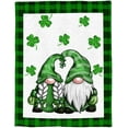thumbnail image 1 of Gnome St. Patrick''s Day Throw Blankets, Buffalo Plaid Shamrock Soft Fleece Blanket Decorative for Home Sofa Couch Chair Living Bedroom,60x80 Inches, Seasonal Spring Holiday, 1 of 6