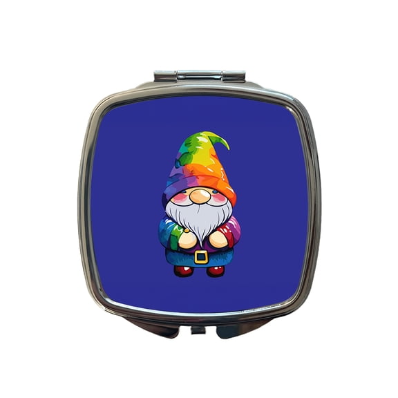 Gnome Standing Rainbow Travel Makeup Handbag Purse Small Pocket Compact Mirror