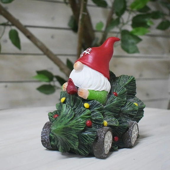 Gnome Statue Christmas Tree Car Happy Christmas Snowflakes Gnomes Funny Resin Garden Gnomes Outdoor Ornaments Decoration