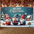 thumbnail image 1 of Gnome Theme Merry Christmas Banner Christmas Tree Christmas Gnome Display Gift Boxes Snowy Scene Xmas Backdrop for Christmas Party Holiday Gathering Home Decoration, 1 of 9