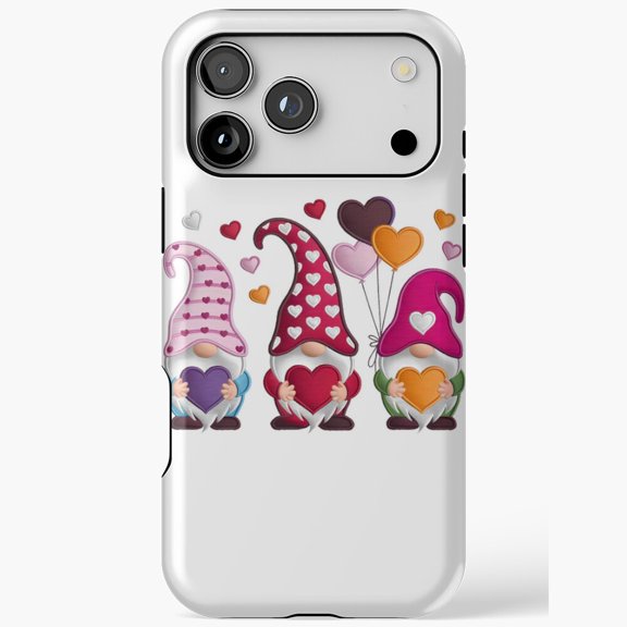 Gnome Trio Heart Balloons iPhone Case 11 through 17 Pro Max