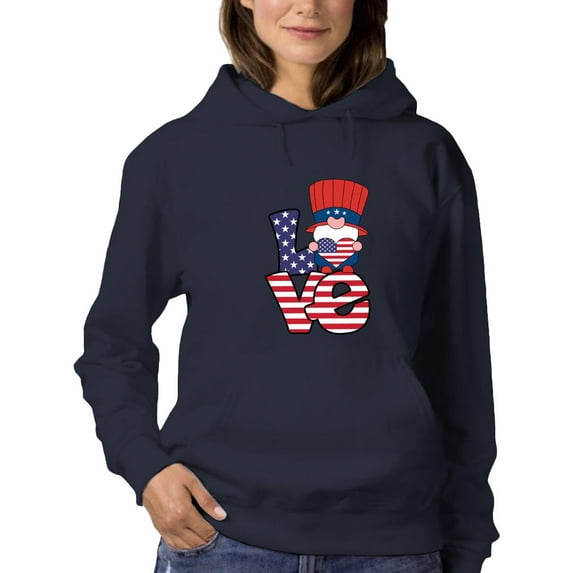 Gnome Usa Love Hoodie Women -Image by Shutterstock, Female 5X-Large