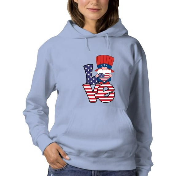 Gnome Usa Love Hoodie Women -Image by Shutterstock, Female XX-Large