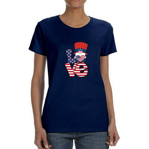 Gnome Usa Love T-Shirt Women -Image by Shutterstock, Female Medium