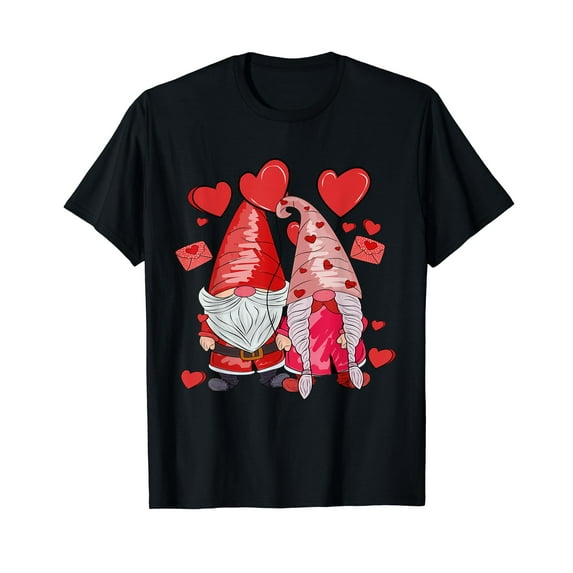 Gnome Valentines Day Couple Gnomes Valentine Gnomes Hearts T-Shirt