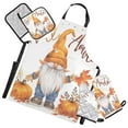 thumbnail image 1 of Gnome and Pumpkin 5 Pcs Kitchen Set Heat Resistant Oven Mitts and Non-Slip Pot Holders with Adjustable Cooking Apron, 1 of 6