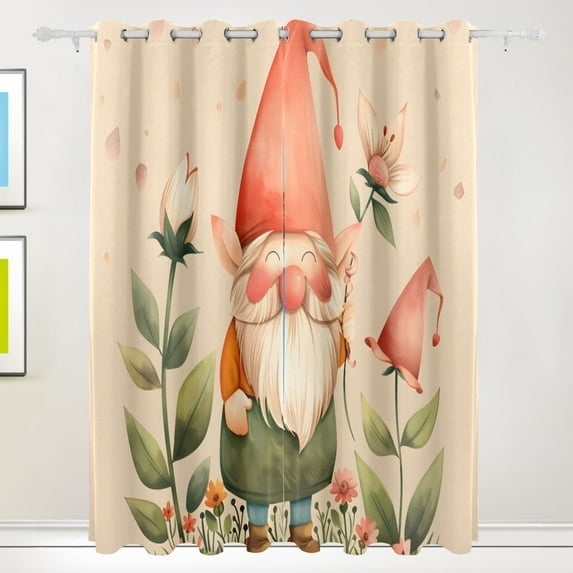 Gnome in Leaves Black Out Curtains 84 Inch Length Curtains for Sliding Glass Doors Bedroom Living Room 2 Pack