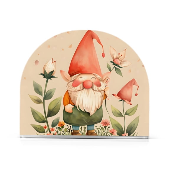 Gnome in Leaves Napkin Holder for Table Clear Napkin Stand Paper Holder Acrylic Organizer Dispenser Napkins for Dinner Kitchen Restaurant Room
